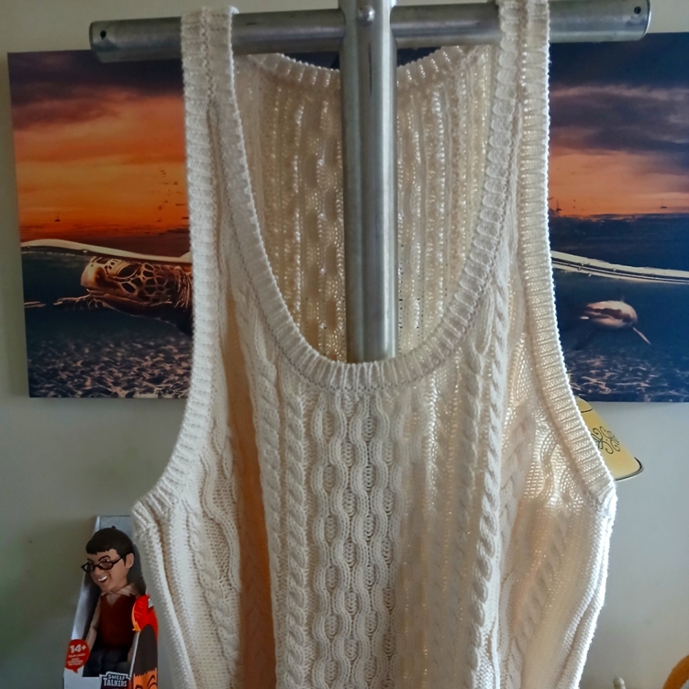 Cream Cable Knit Tank Top